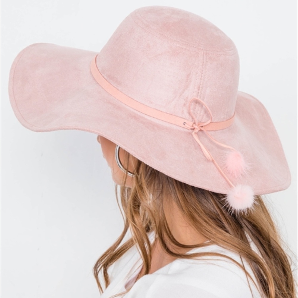 Pink Faux Suede Floppy Hat - Picture 3 of 3
